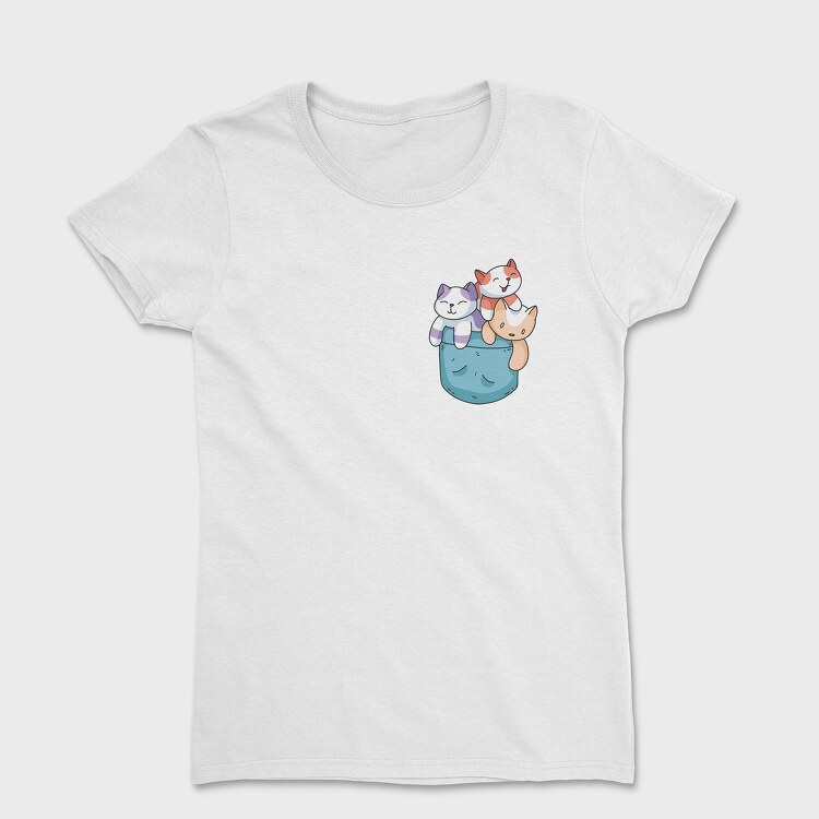 Colored Cats Pocket, Women's T-Shirt