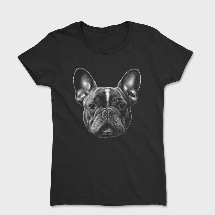 Bulldog Portrait Monochrome, Women's T-Shirt