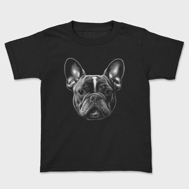 Bulldog Portrait Monochrome, Kids' T-Shirt