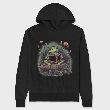 Frog Reading Flowers, Unisex Men's Hoodie