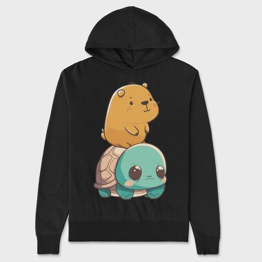 Kawaii Capybara and Turtle, Unisex Men's Hoodie