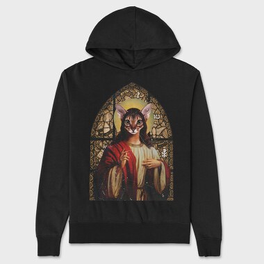 Unisex Men's Hoodie, Cat Jesus