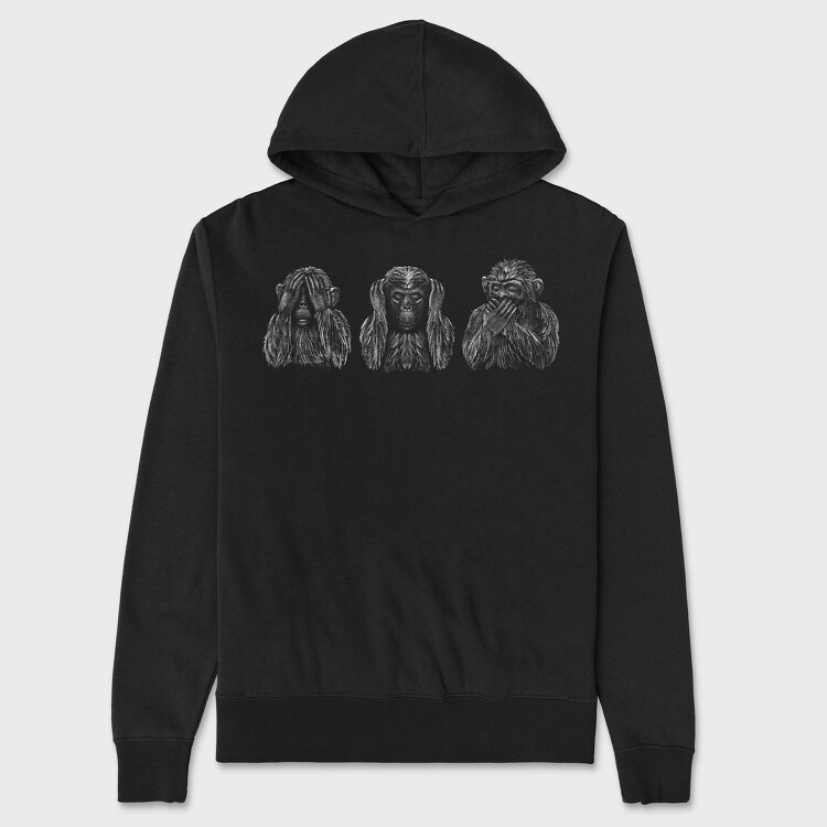 Three Monkeys, Unisex Men's Hoodie