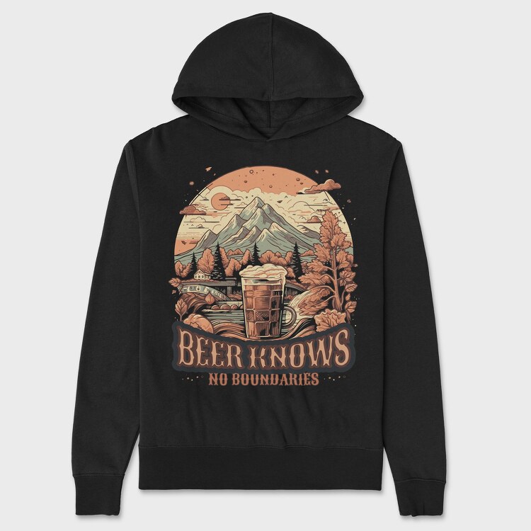 Beer Knows No Boundaries, Unisex Men's Hoodie