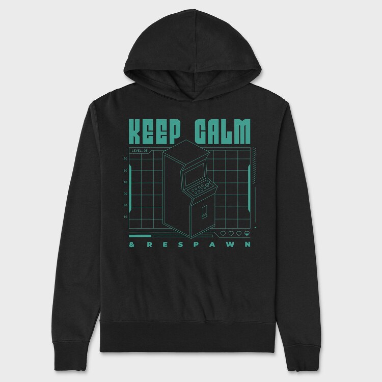 Keep Calm and Respawn, Unisex Men's Hoodie