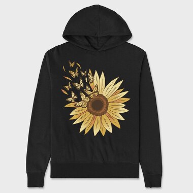 Sunflower and Butterflies, Unisex Men's Hoodie