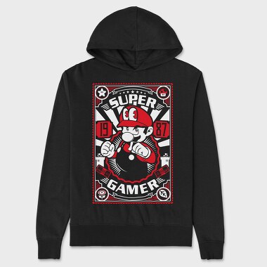 Super Gamer 1987 Mario, Unisex Men's Hoodie