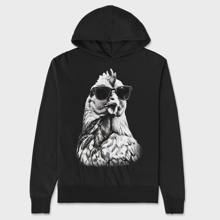 Chicken Monochrome Sunglases, Unisex Men's Hoodie