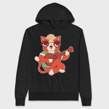 Cat Ukelele, Unisex Men's Hoodie