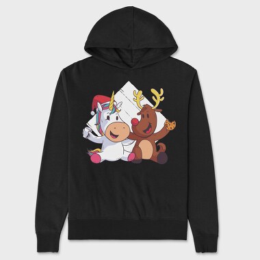 Unicorn Deer Christmas, Unisex Men's Hoodie