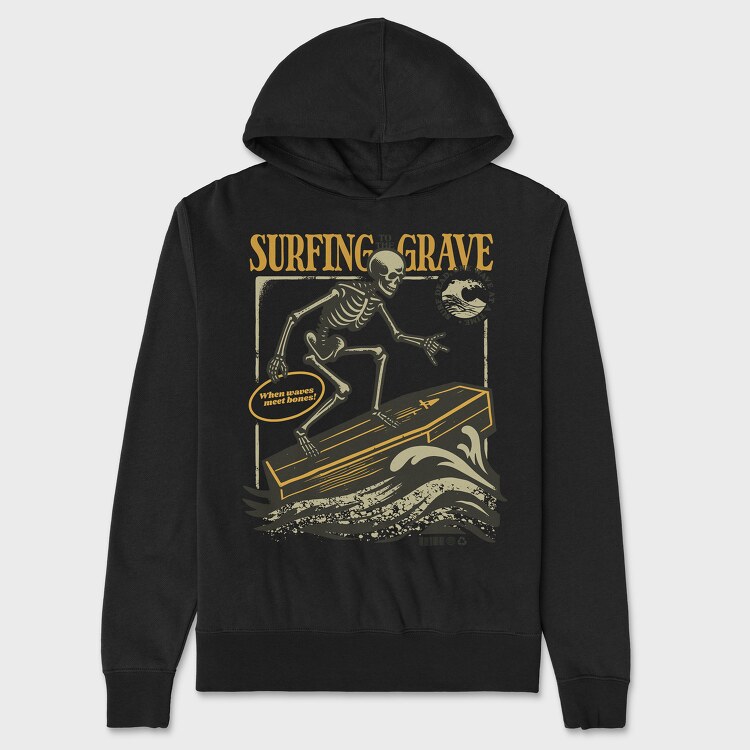 Surfing Grave Skeleton, Унисекс Мъжко Суичър