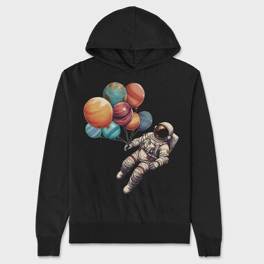 Astronaut Baloons Planets, Unisex Men's Hoodie