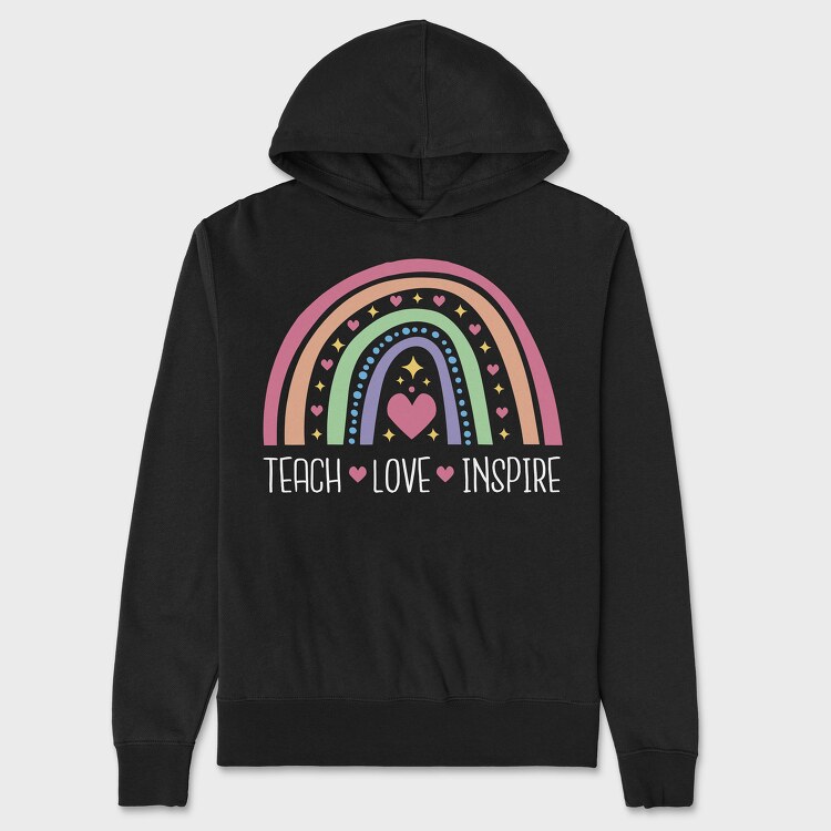 Teach Love Inspire Rainbow, Унисекс Мъжко Суичър