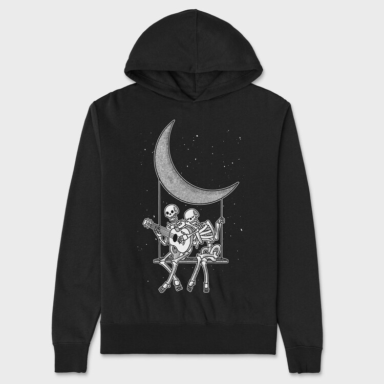 Skeletons Couple Guitar Moon, Унисекс Мъжко Суичър