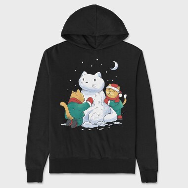 Christmas Cats Snowman, Unisex Men's Hoodie