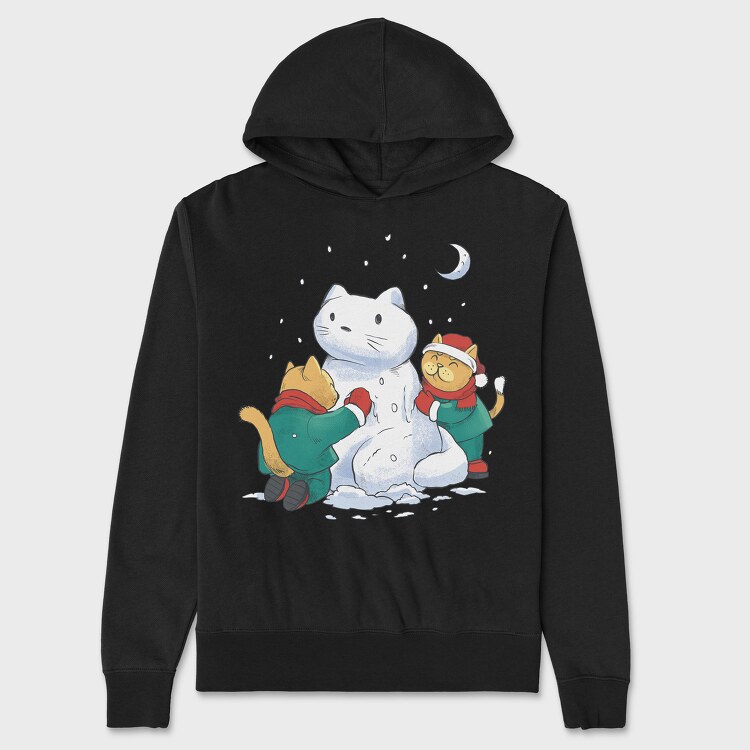Christmas Cats Snowman, Unisex Men's Hoodie
