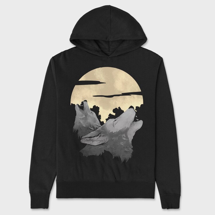 Wolves Howling With the Moon, Unisex Men's Hoodie