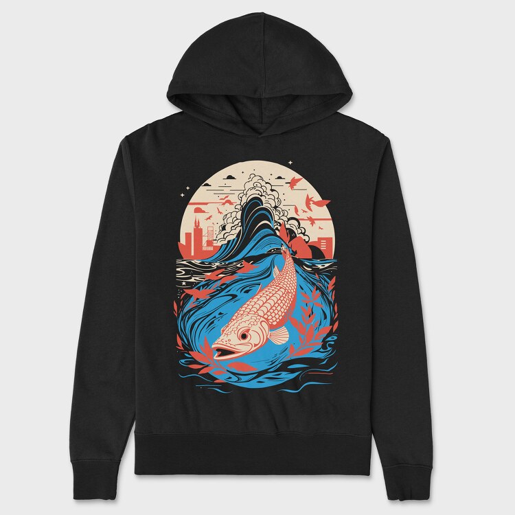 Fish Japanese, Unisex Men's Hoodie