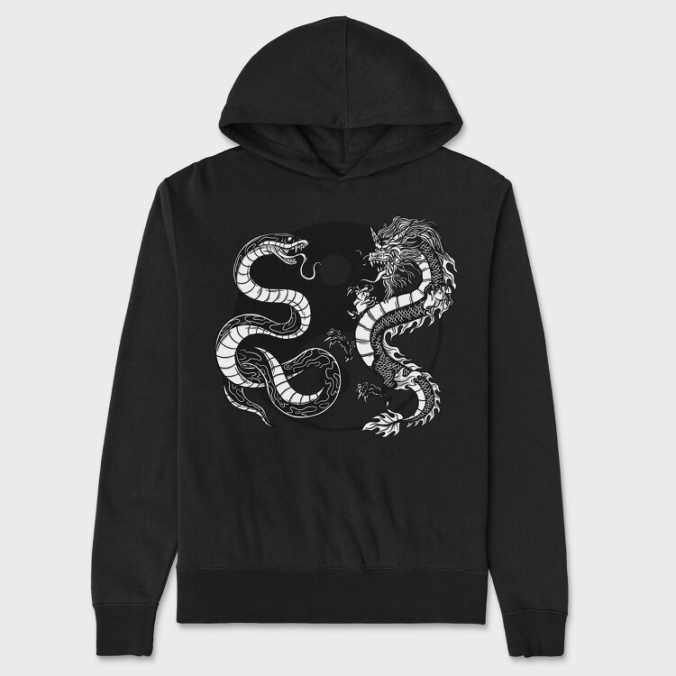 Yin Yang Dragon Snake, Unisex Men's Hoodie