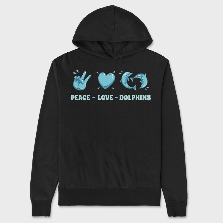 Heart Dolphin, Unisex Men's Hoodie