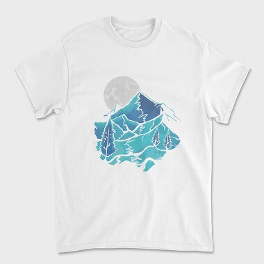 Watercolour Moon Landscape, Unisex Men's T-Shirt