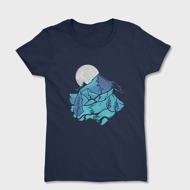 Watercolour Moon Landscape, Women's T-Shirt