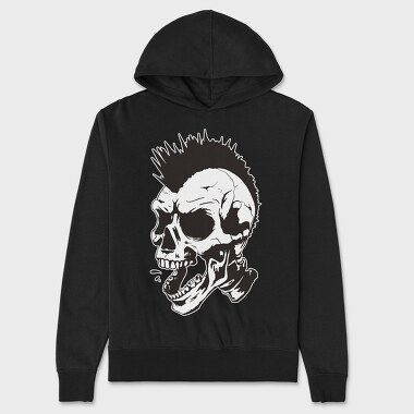 Skull Punk Mohawk, Unisex Men's Hoodie
