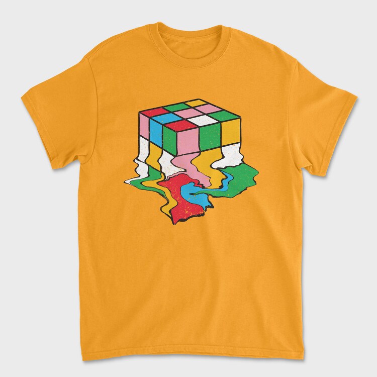 Melting Rubiks Cube, Unisex Men's T-Shirt