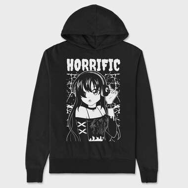Horrific Dark Anime Girl, Unisex Men's Hoodie