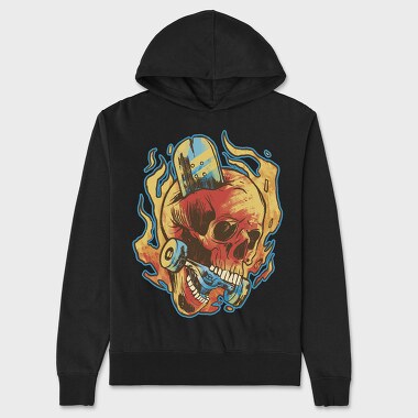 Skull Skater in Fire, Унисекс Мъжко Суичър