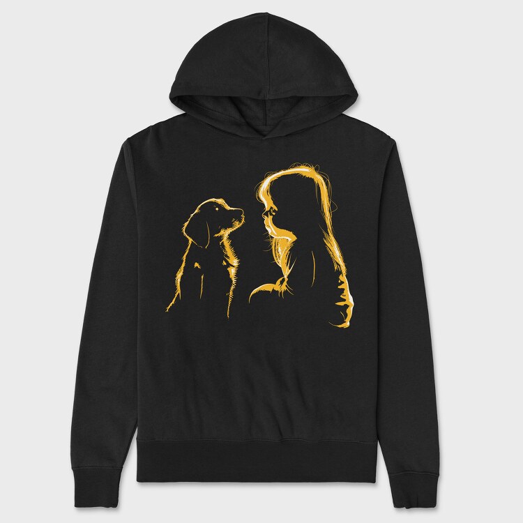 Girl Dog Silhouette, Unisex Men's Hoodie