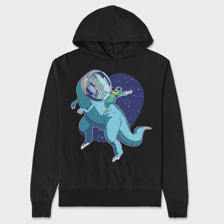 Astronaut Riding Dino, Unisex Men's Hoodie