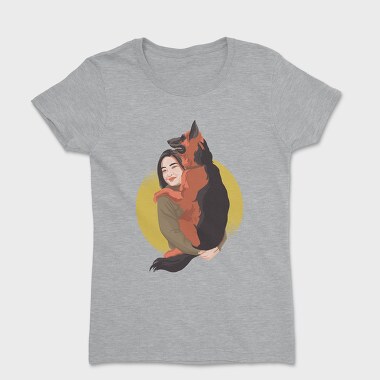 Women's T-Shirt, Woman With Dog