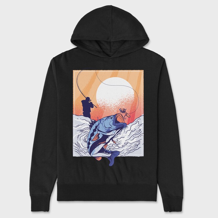 Fisherman Fish, Unisex Men's Hoodie