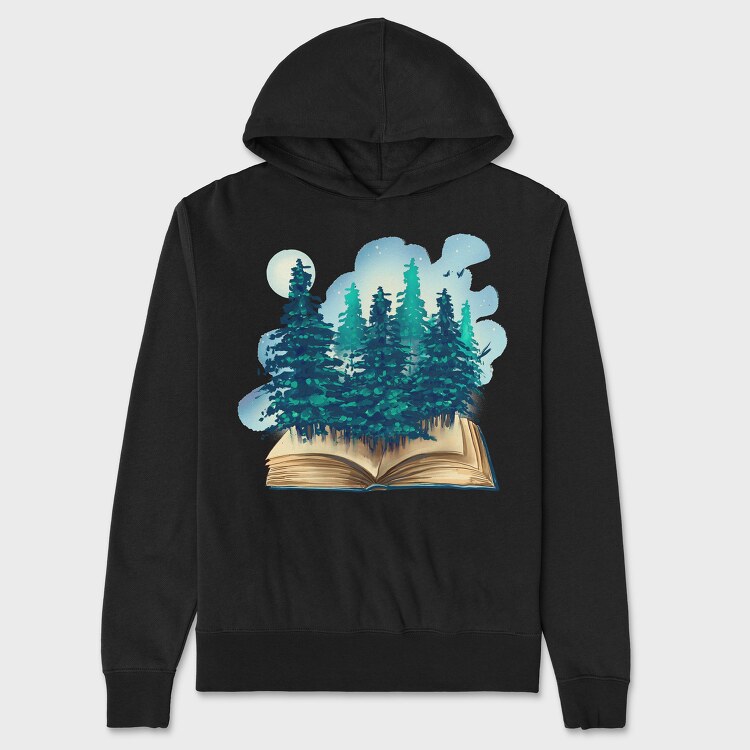 Book Trees Forest, Unisex Men's Hoodie