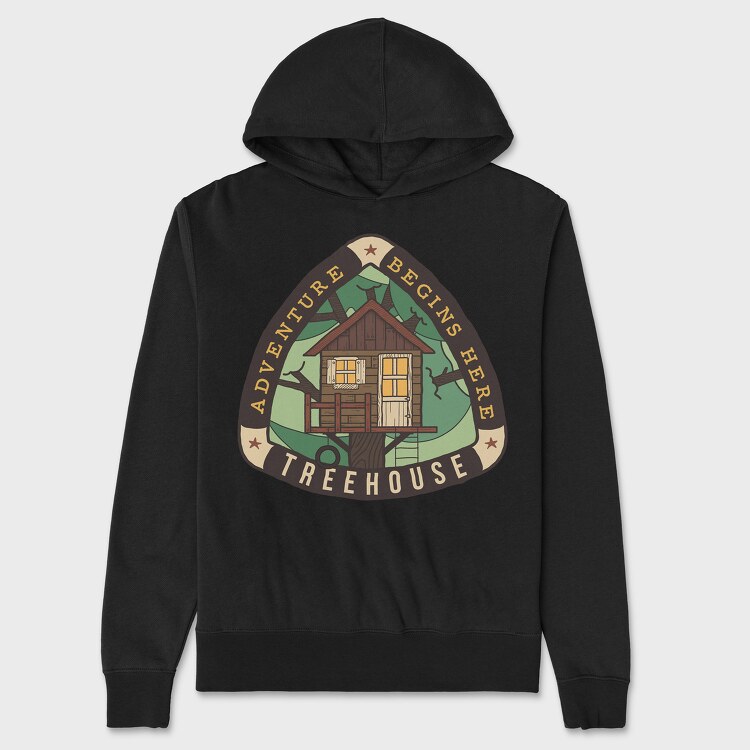 Treehouse Adventure Begins Here, Unisex Men's Hoodie