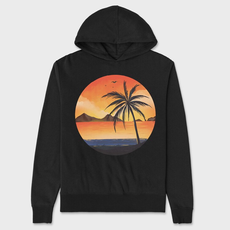 Beach Sunset Palm, Unisex Men's Hoodie