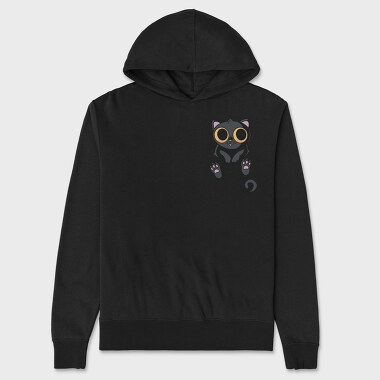 Black Cat in Pocket, Unisex Men's Hoodie