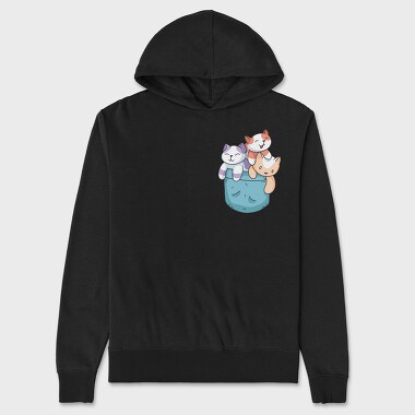 Colored Cats Pocket, Unisex Men's Hoodie