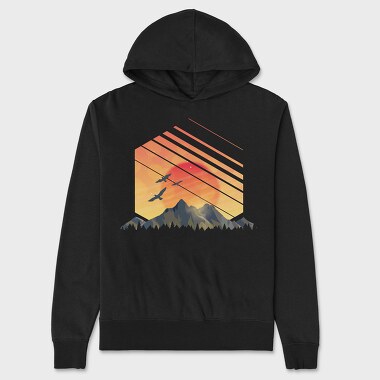 Geometric Sunset, Unisex Men's Hoodie