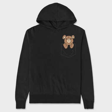 Unisex Men's Hoodie, Teddy Bear Middle Finger Pocket